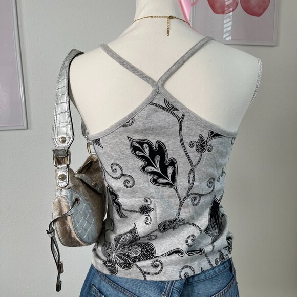2000s Y2k The Limited Paisley Floral Gray Black Razorback Tank Cami Womens M - Picture 4 of 5